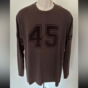 Club Med Mens Regular Fit Long Sleeve Brown Top Shirt Sweater Logo 45 Sz XL